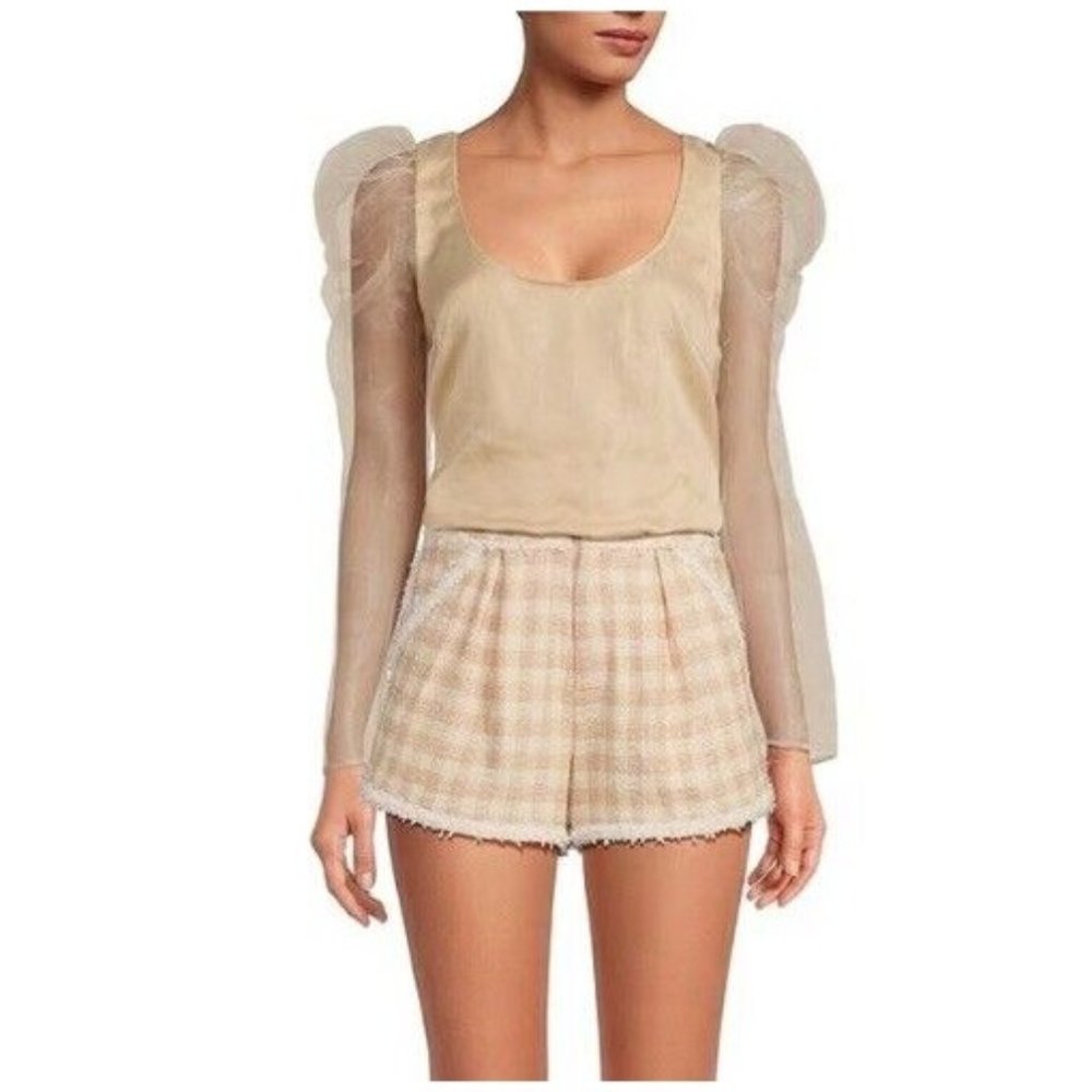 WOMEN'S GIANNI BINI X JESS SOUTHERN TOP BLOUSE PHAYRE ORGANZA LONG SLEEVE 0